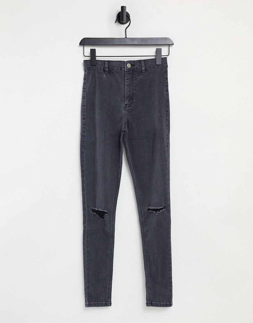 Topshop - Joni - Gescheurde jeans in zwarte wassing