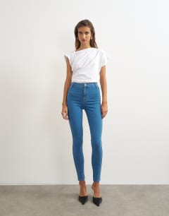 Joni high rise skinny jean in mid blue
