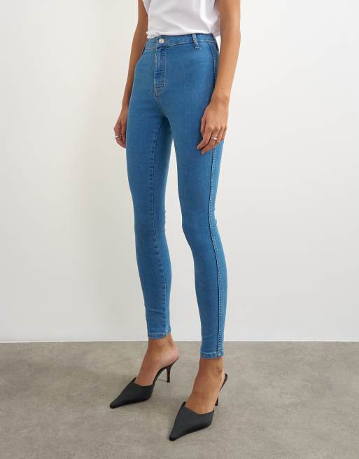 Topshop Joni high rise skinny jeans in mid blue, 4 of 5