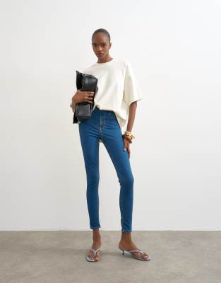Узкие джинсы Topshop Joni с высокой посадкой винтажного синего цвета vintage blue