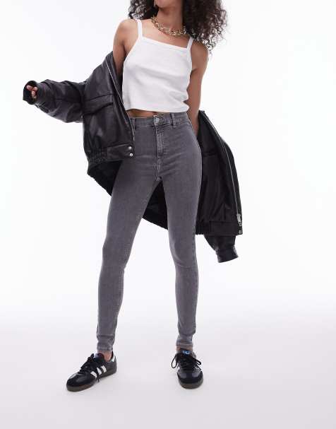 Topshop Joni high rise super skinny jean in gray - view 1
