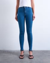 Topshop Joni high rise super skinny jean in mid blue