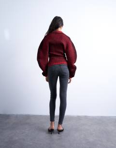 Model wearing Joni high rise super skinny jean in washed black 