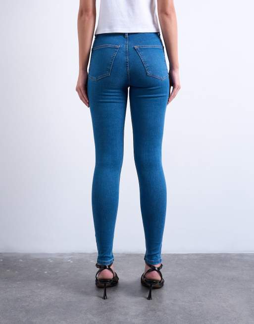Topshop Joni high rise super skinny jeans in mid blue ASOS