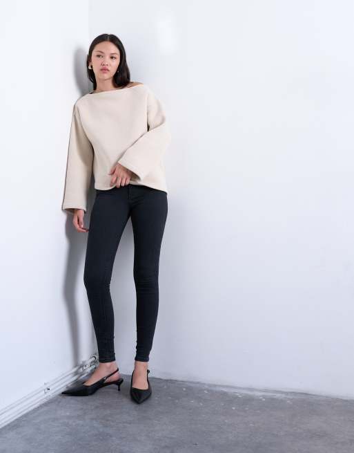 Topshop Joni high rise super skinny jeans in washed black ASOS