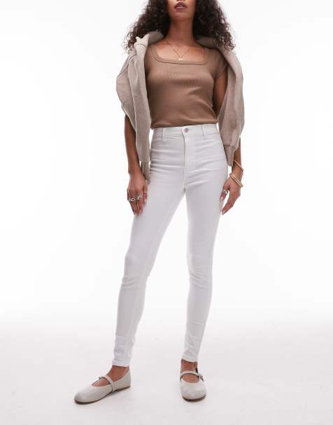 Topshop Joni high rise super skinny jeans in white - view 1