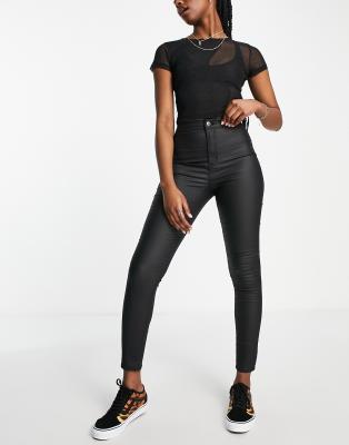 TOPSHOP JONI JEAN IN COATED BLACK