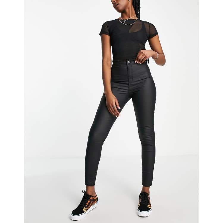 Topshop Joni jean in coated black