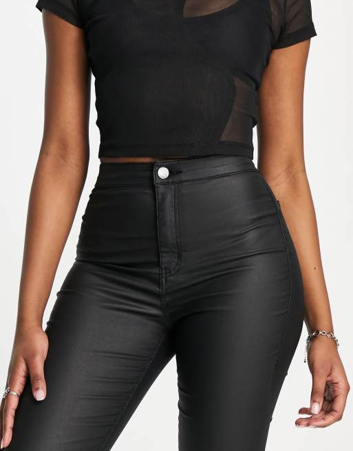 Topshop joni jean in coated black