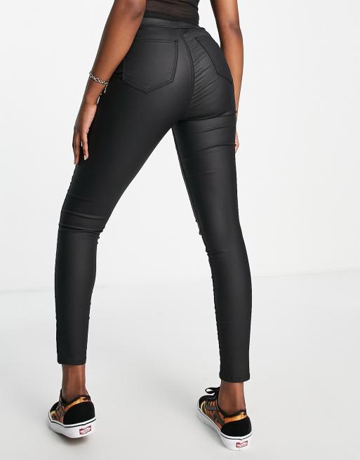 Topshop Joni jeans in coated black