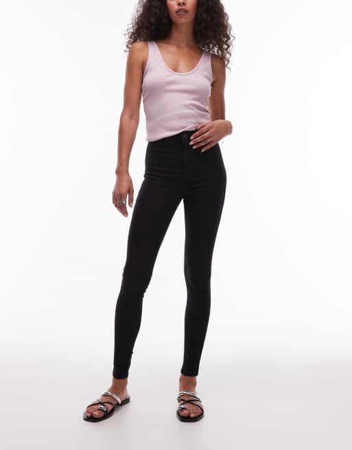 Topshop - Joni - Jean skinny à taille haute - Noir vintage
