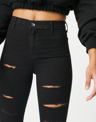 topshop joni black ripped jeans