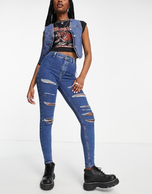 Blue ripped sale topshop jeans