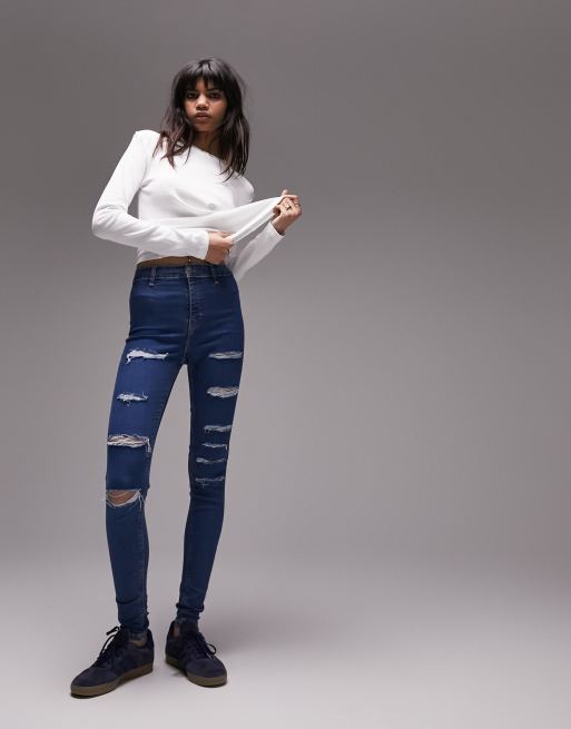 Topshop black outlet ripped jamie jeans