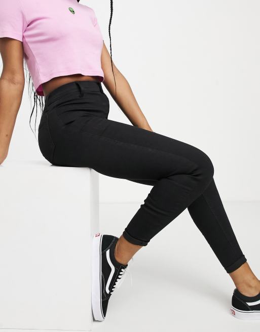 ASOS Topshop Joni jeans in pure black High Waisted Full Length