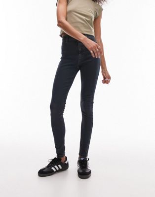 Topshop Joni jeans in blue black - ASOS Price Checker