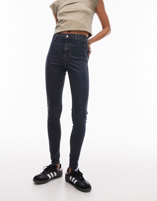 ASOS Topshop Joni jeans in pure black High Waisted Full Length