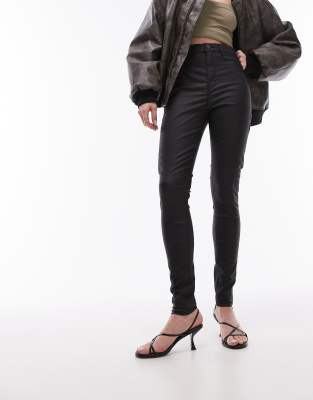 Topshop Jamie Jean In Coated Black