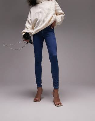 Topshop Joni Jeans In Mid Blue In Blue