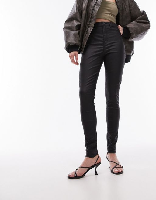 Topshop - Joni - Jeans in zwart met coating