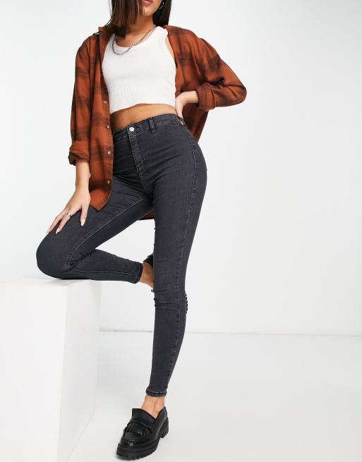 Topshop - Joni - Jeans in zwart met wassing