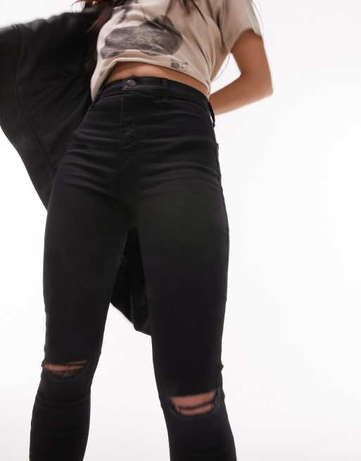 Topshop - Joni - Jeans met kniescheuren in zwart , 5 van 5