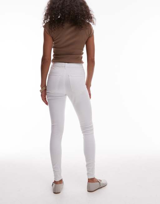 Topshop - Joni - Jeans super skinny a vita alta bianchi, 2 di 5