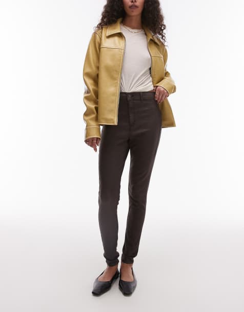 Topshop - Joni - Jeans super skinny a vita alta marroni - view 1