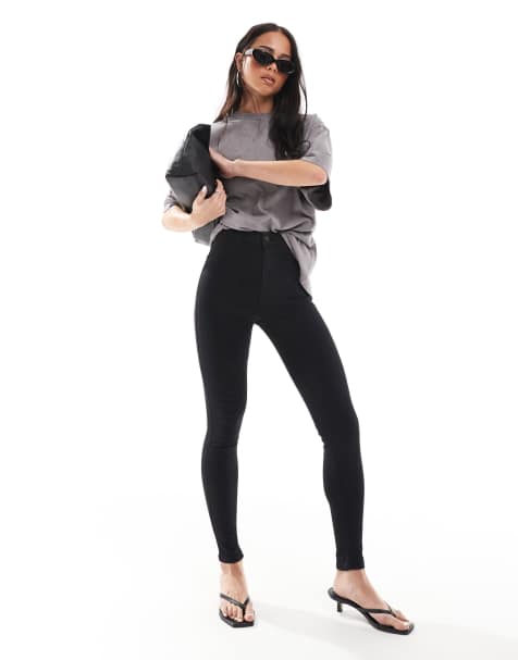 Topshop - Joni - Jeans super skinny a vita alta neri - view 1