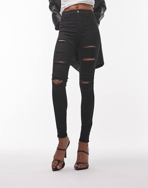 Topshop Joni jeans rips black | ASOS