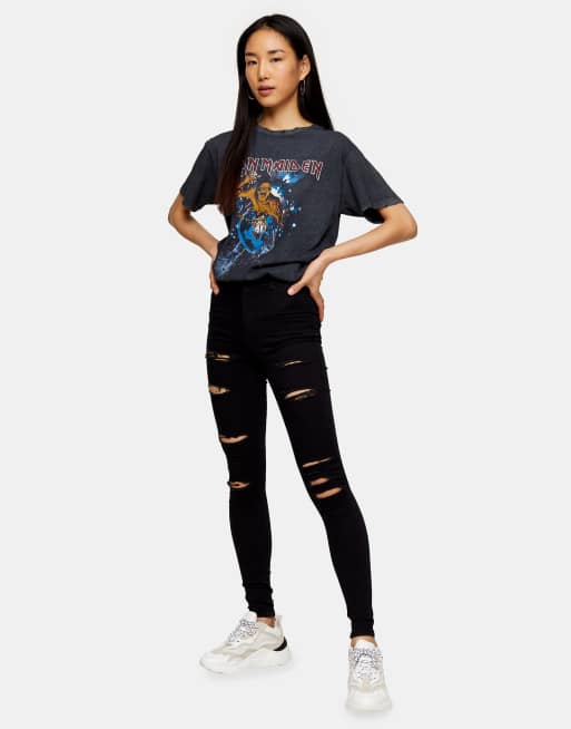 Topshop black 2024 ripped joni jeans