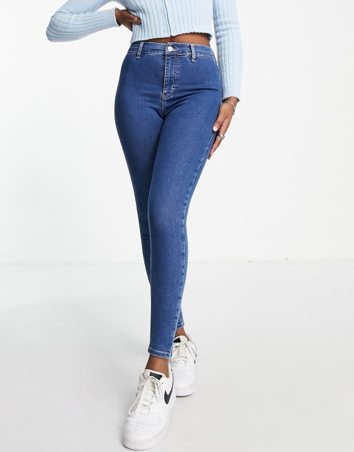 Topshop – Joni – Niebieskie jeansy o bardzo obcisłym kroju z podwyższonym stanem