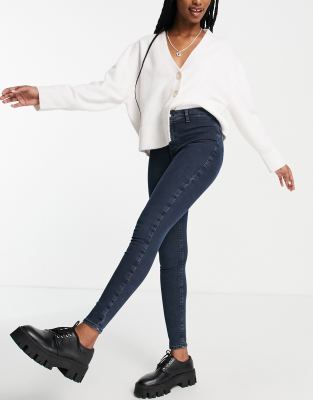 Topshop Jamie Recycled Cotton Blend Jeans In Blue Black-blues In Black