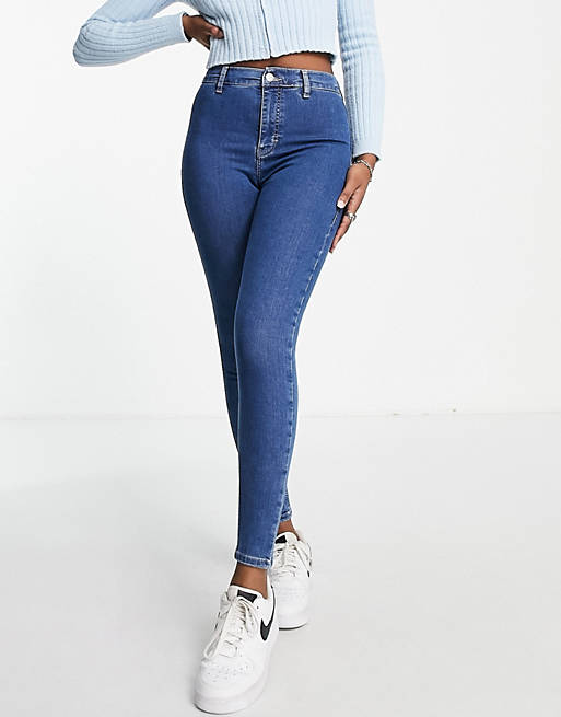  Topshop Joni recycled cotton blend jean in mid blue 