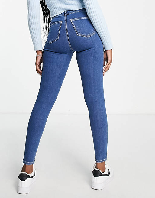  Topshop Joni recycled cotton blend jean in mid blue 