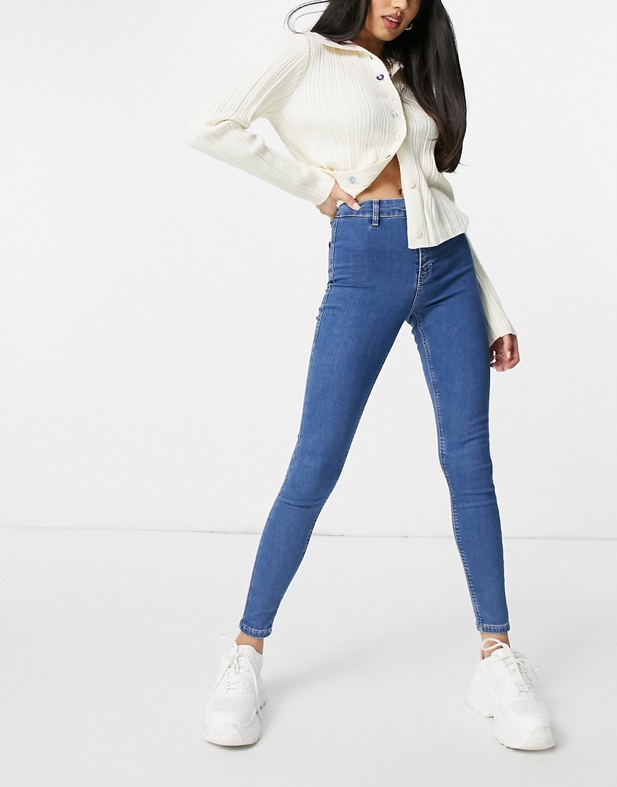 Topshop joni recycled cotton blend jeans in blue-Blues