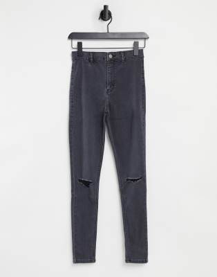 Topshop Jamie Recycled Cotton Blend Jeans In Blue Black-blues In Black