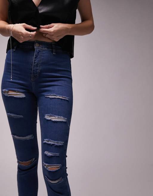 Blue skinny discount ripped jeans