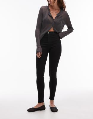 Topshop - Joni - Sehr eng geschnittene Skinny-Jeans in Schwarz mit hohem Bund