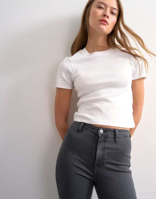 Topshop Joni skinny high rise jean in washed black, 3 of 7