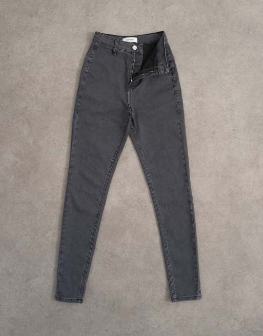 Topshop Joni skinny high rise jean in washed black, 6 of 7