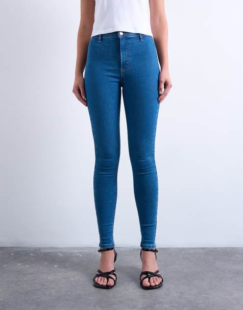 Topshop Joni skinny high rise jeans in mid blue - view 1