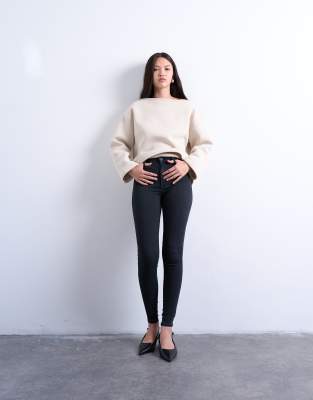 Topshop - Joni - Skinny Jeans in verwaschenem Schwarz mit hohem Bund
