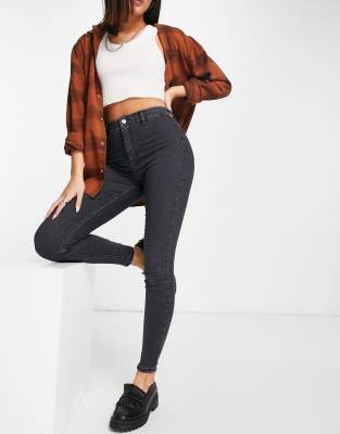 Topshop Jamie Recycled Cotton Blend Jeans In Blue Black-blues In Black