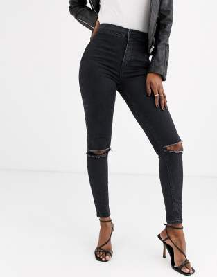 topshop joni black ripped jeans