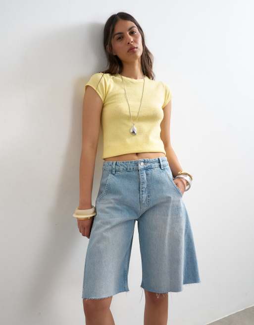 Topshop - Jorts a palloncino in denim lavaggio candeggiato, 2 di 5