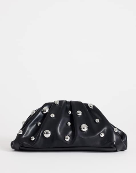 Topshop Josephine small studded clutch bag in black - view 1