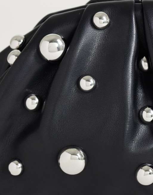 Topshop Josephine small studded clutch bag in black, 2 of 4