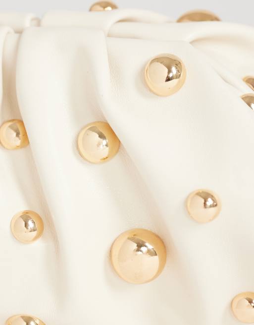 Topshop Josephine small studded clutch bag in off white, 2 of 4
