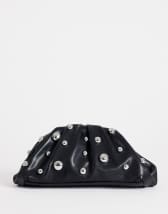 Topshop Josephine studded clutch bag in black
